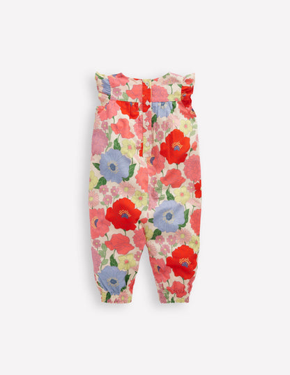 Ruffle Sleeve Romper-Multi Summer Garden-4