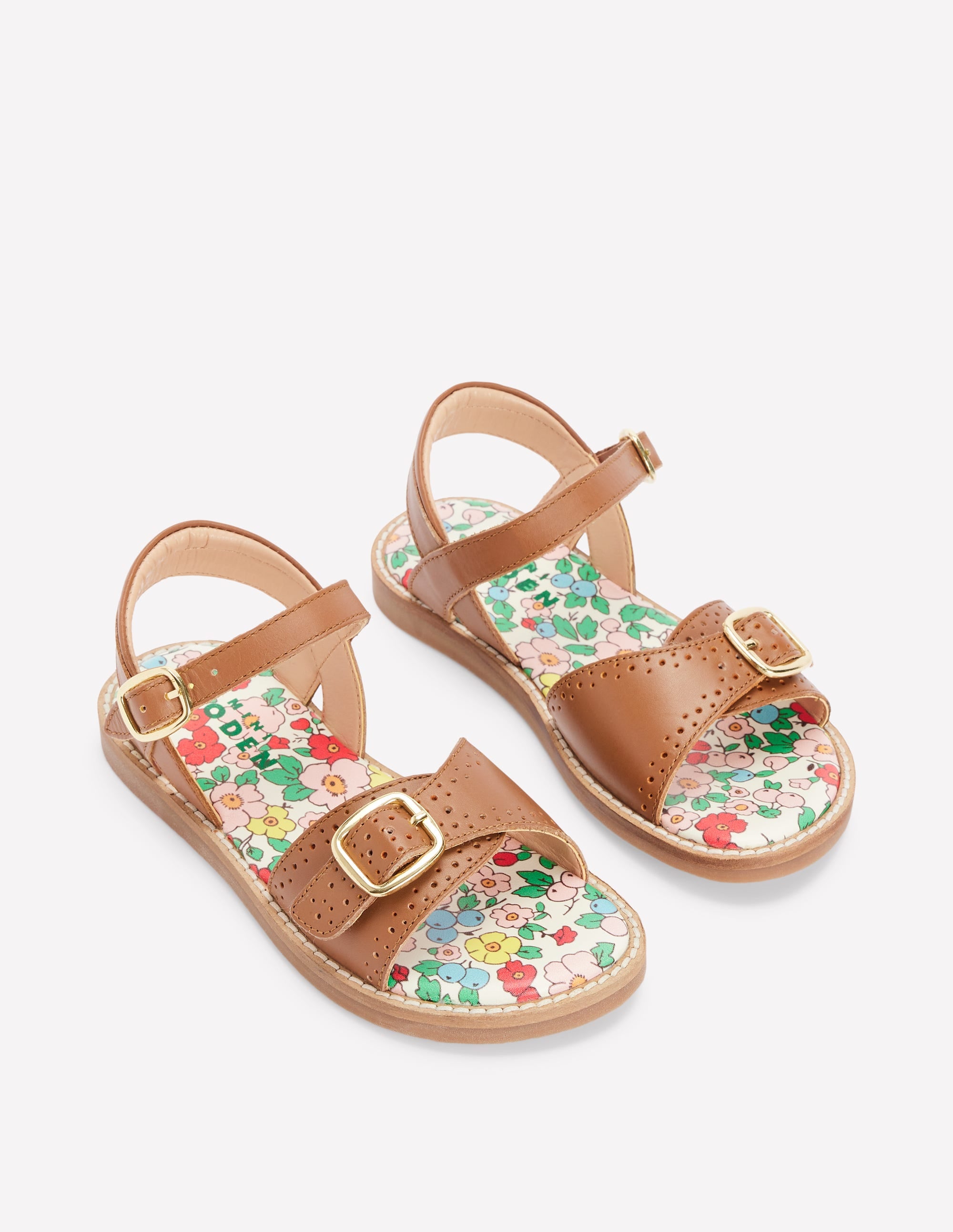 Leather Buckle Sandals-Tan - Image 2