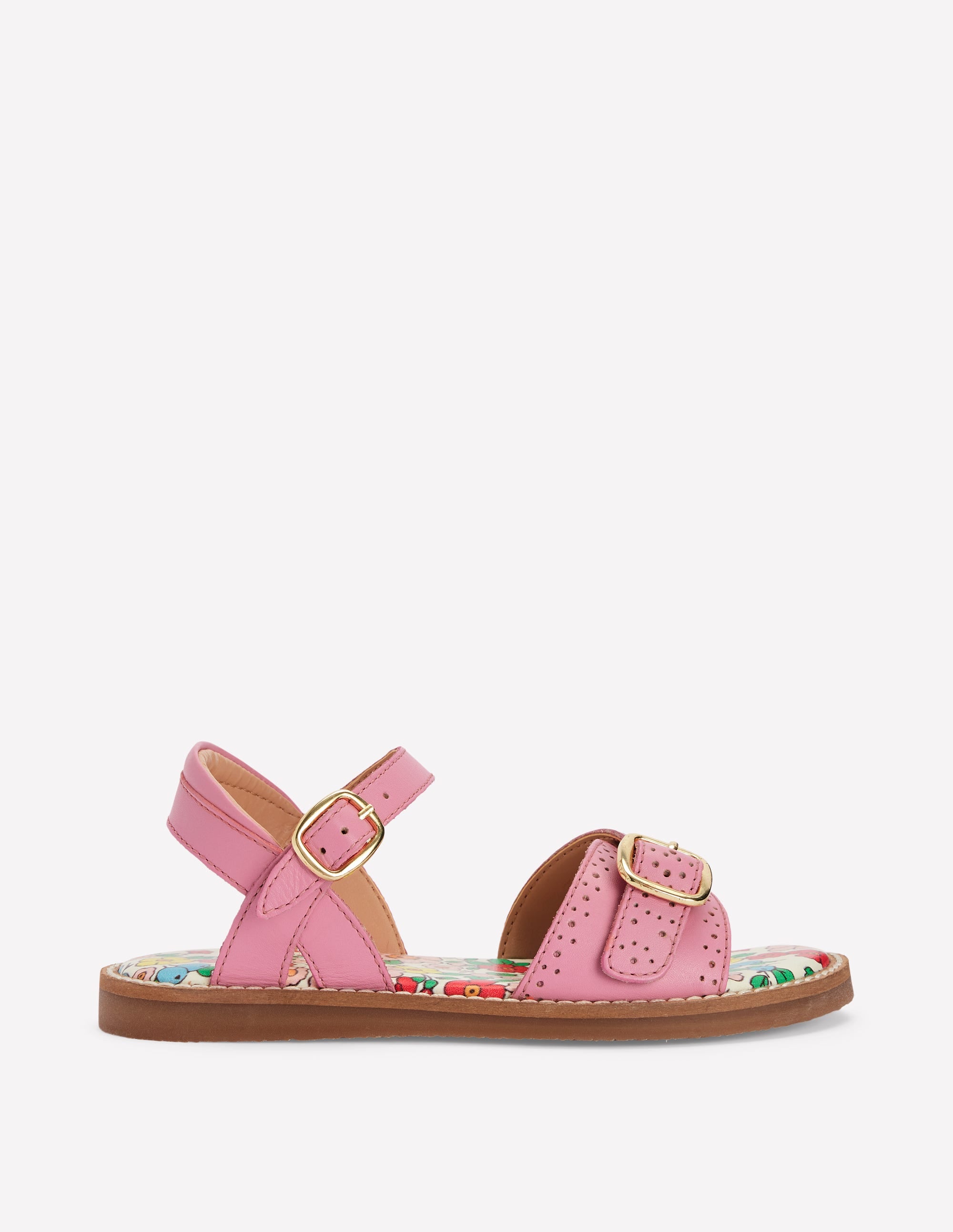 Leather Buckle Sandals-Sea Pink - Image 1