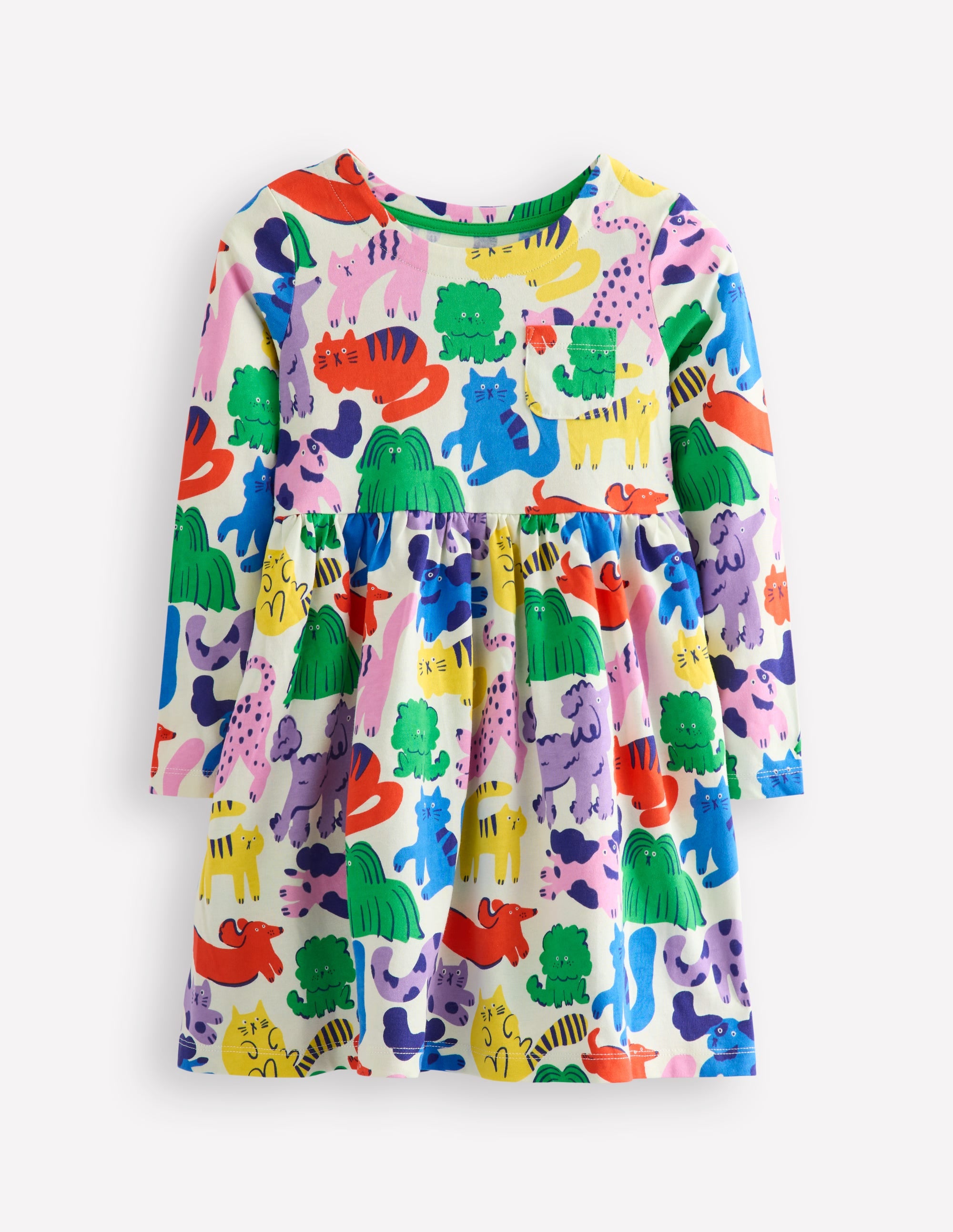 Abito Ragazza Mini Boden In Jersey Blu – Con Ricamo Di Coniglio, Manica Lunga, Cotone 100%
