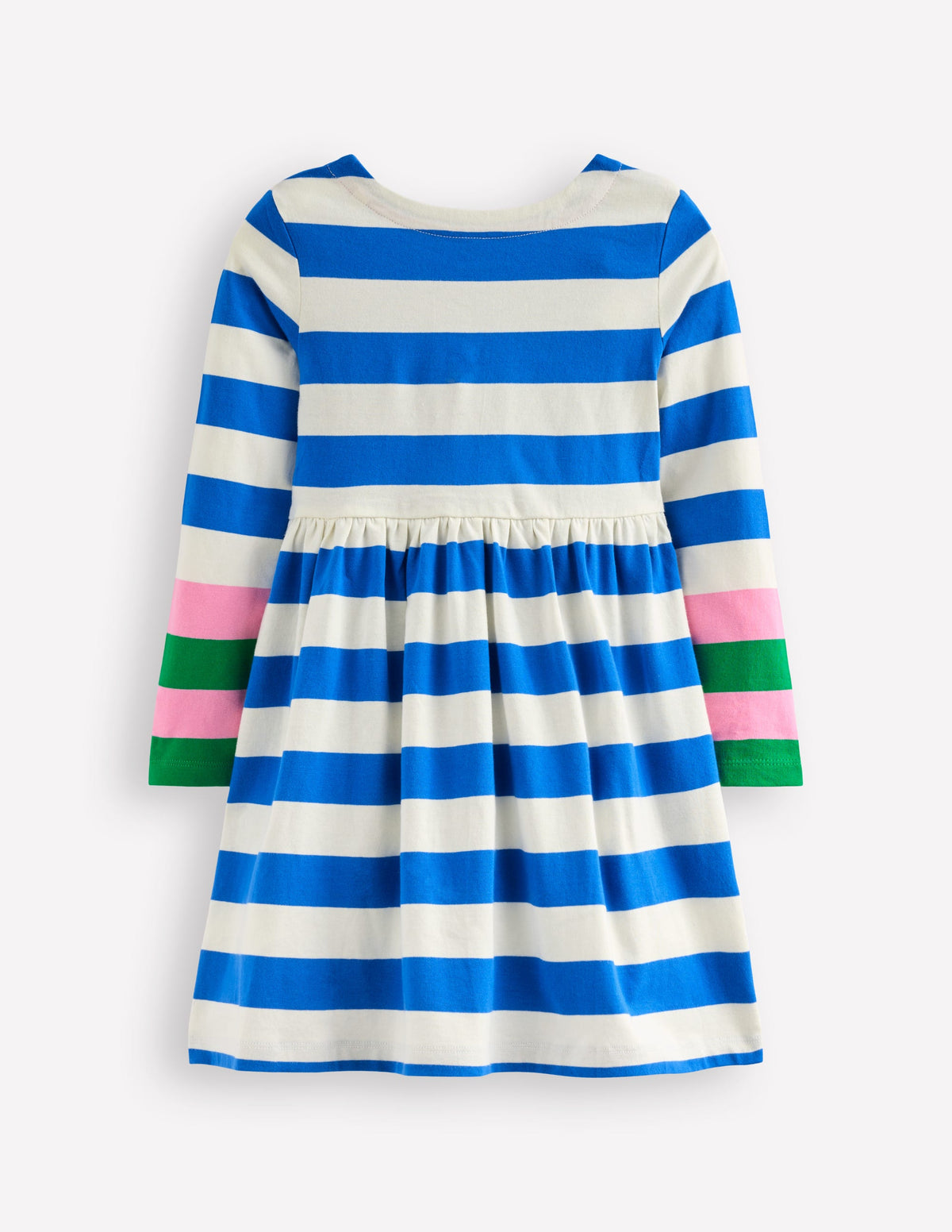 Long-Sleeved Fun Jersey Dress-Gallery Blue/ Ivory Stripe - Image 2