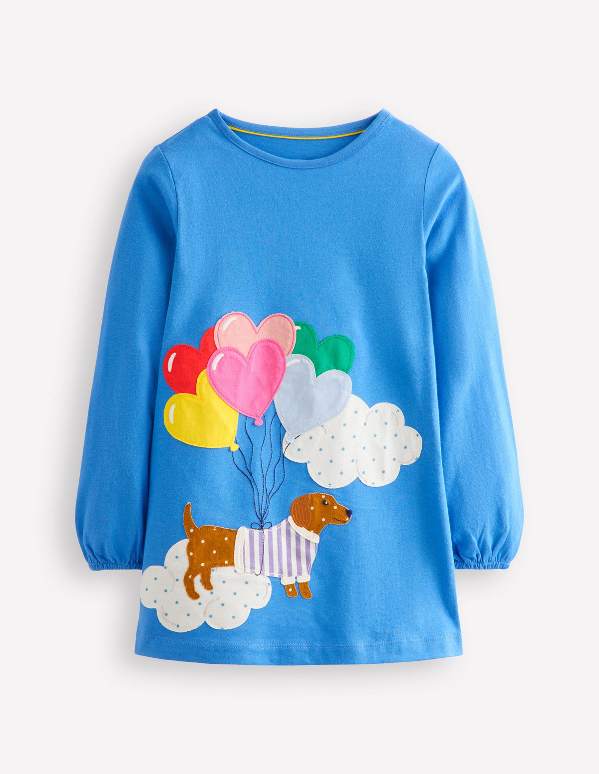 Appliqué Jersey Tunic-Peacock Plume Blue Dog - Image 1