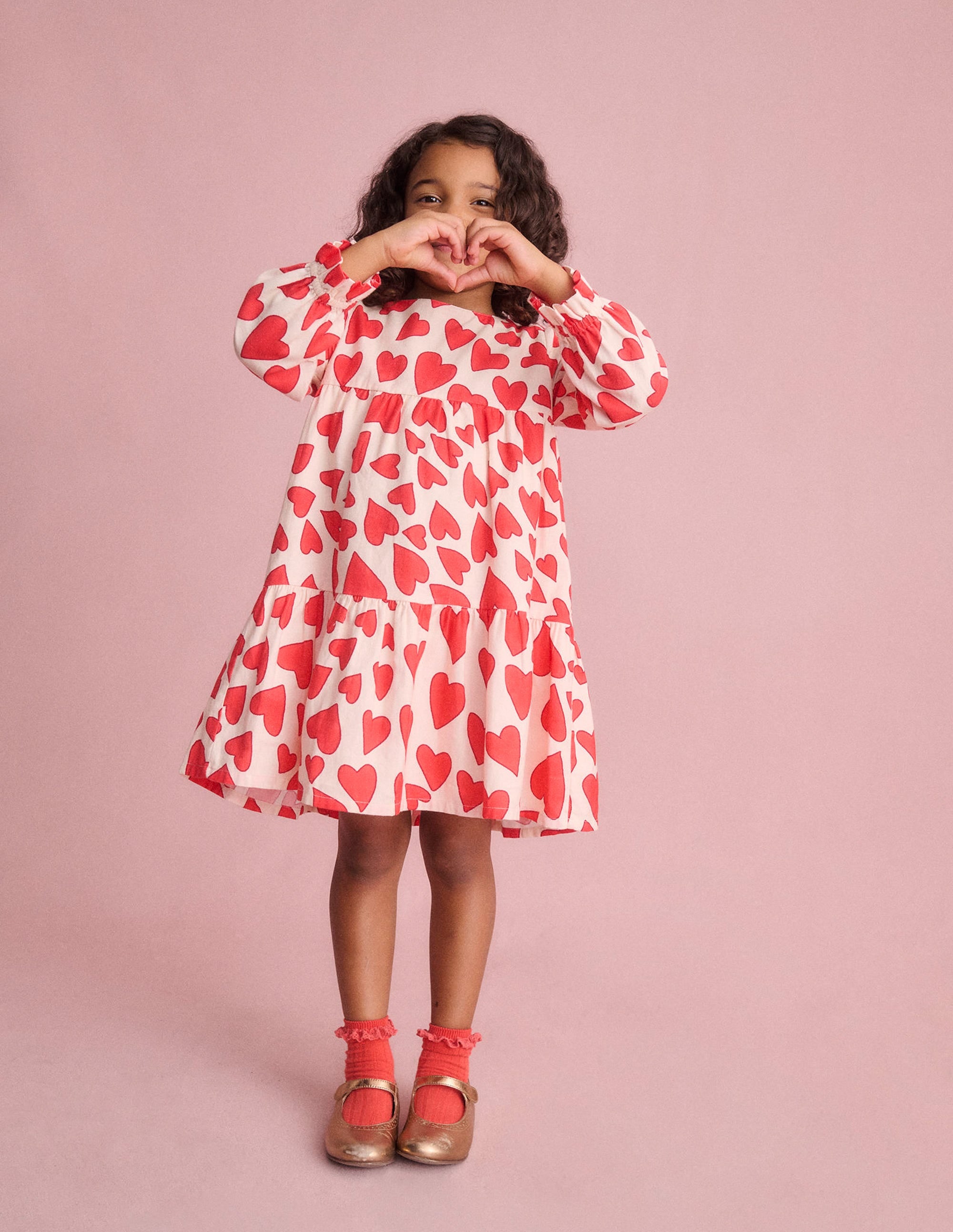 Betsy Tiered Twirly Dress-Poppy Red Hearts - Image 4