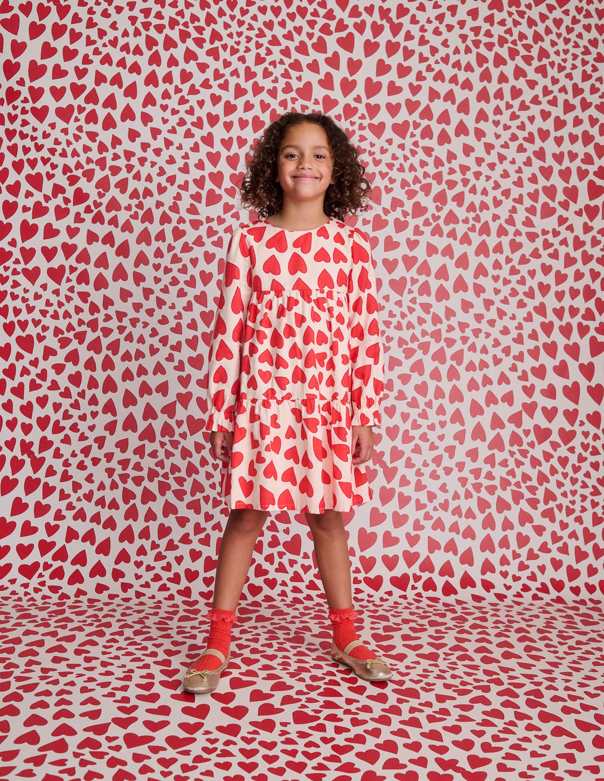 Betsy Tiered Twirly Dress-Poppy Red Hearts - Image 5