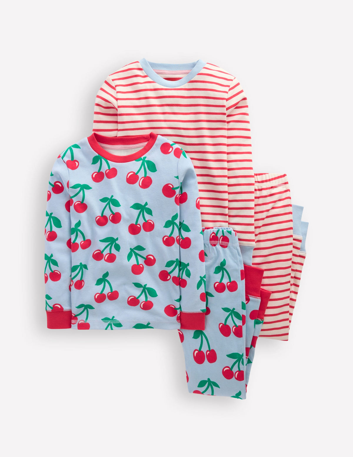 Twin Pack Snug Pyjamas-Misty Blue Cherries - Image 1
