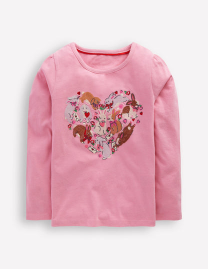 Superstitch Puff Sleeve Top-Bubblegum Pink Bunnies-1