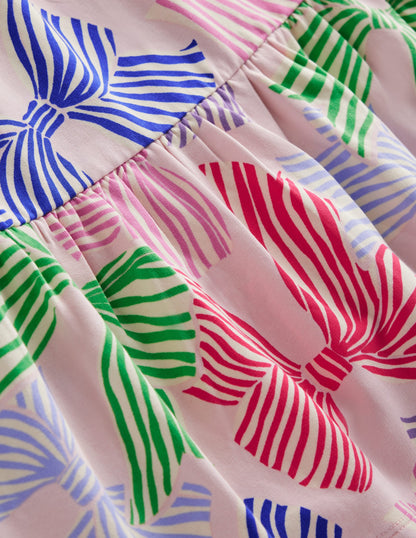 Dixie Tiered Sweatshirt Dress-French Pink Bows-3