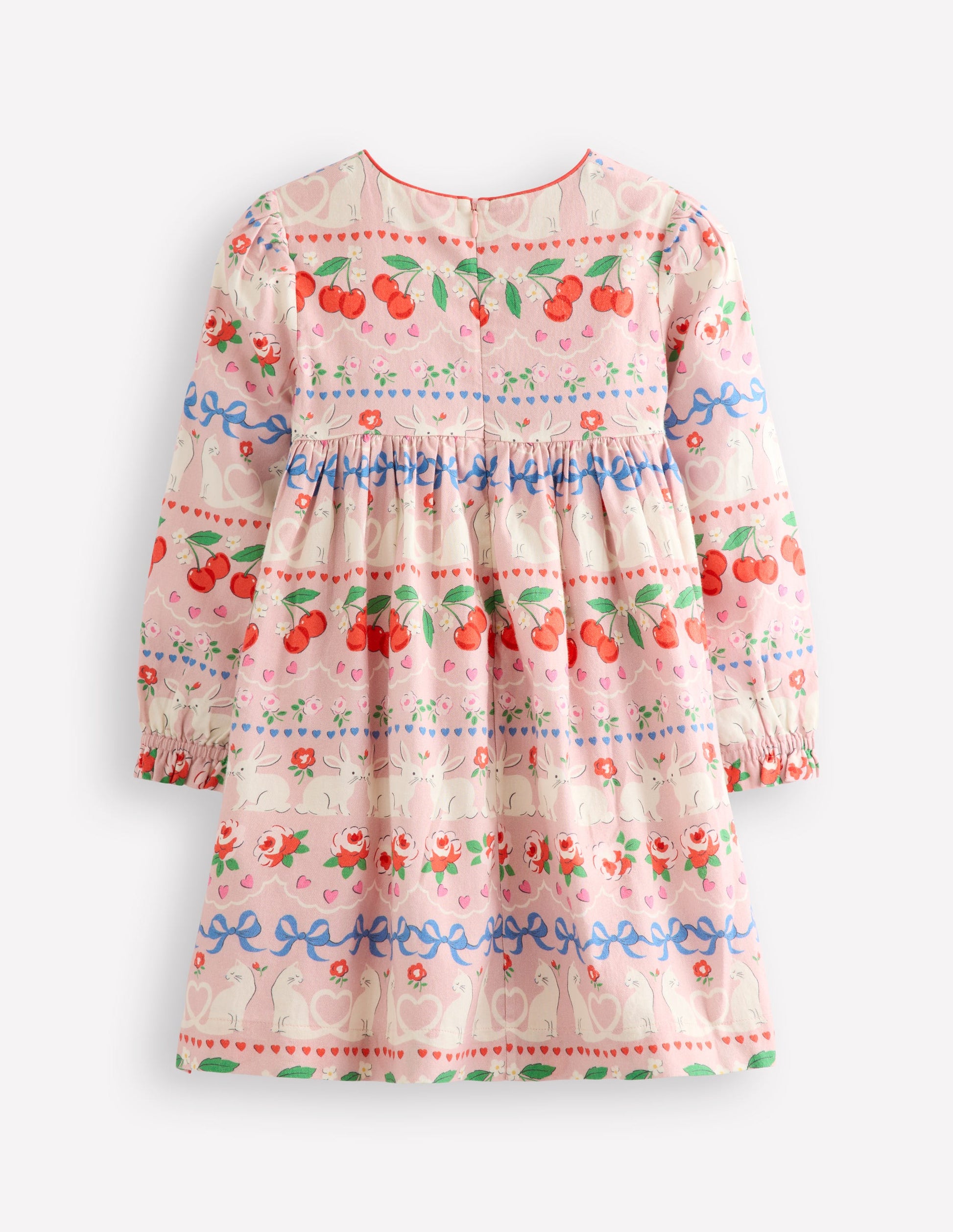 Cosy Smocked Dress-Pink Valentines Bunny-2