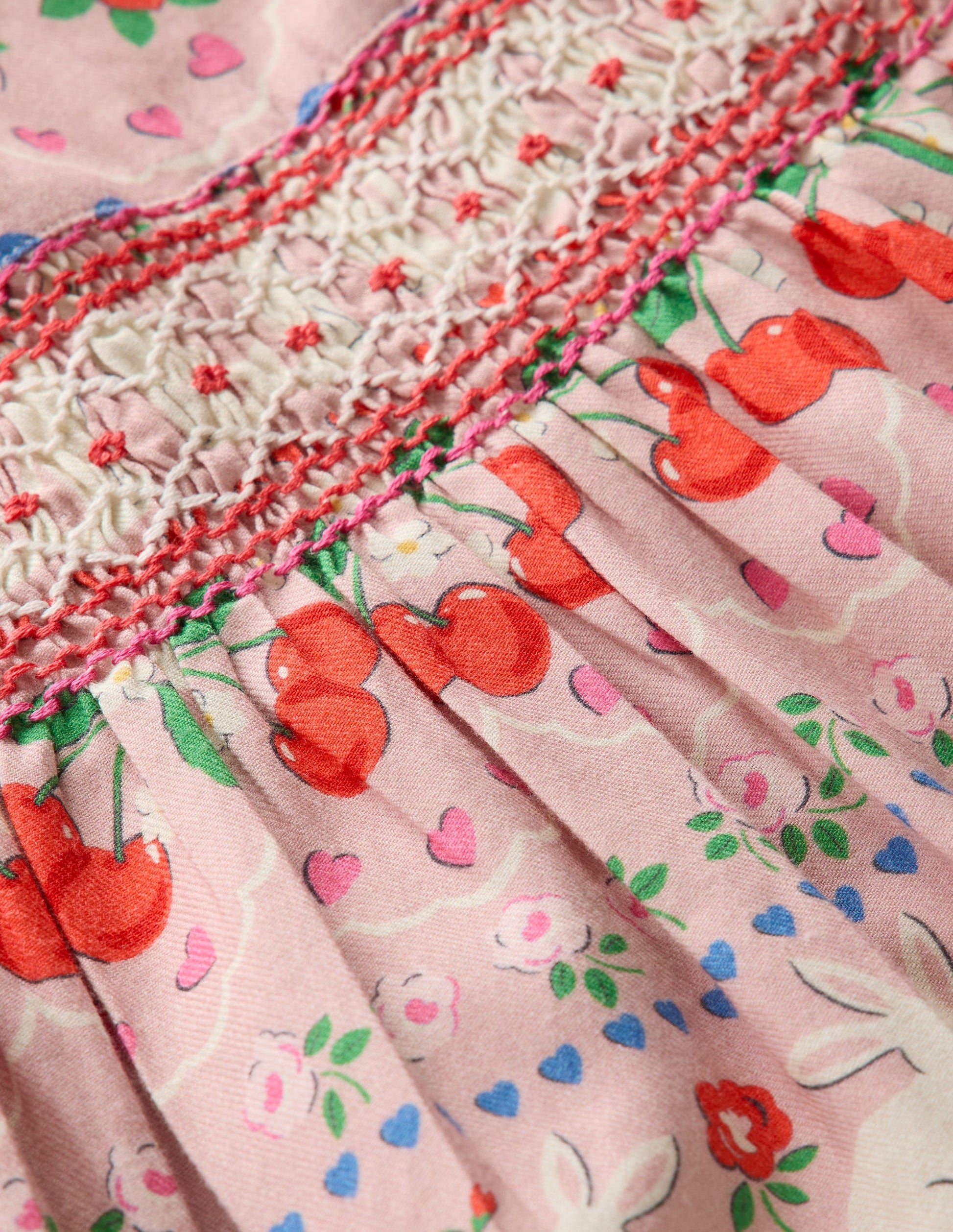 Cosy Smocked Dress-Pink Valentines Bunny-3