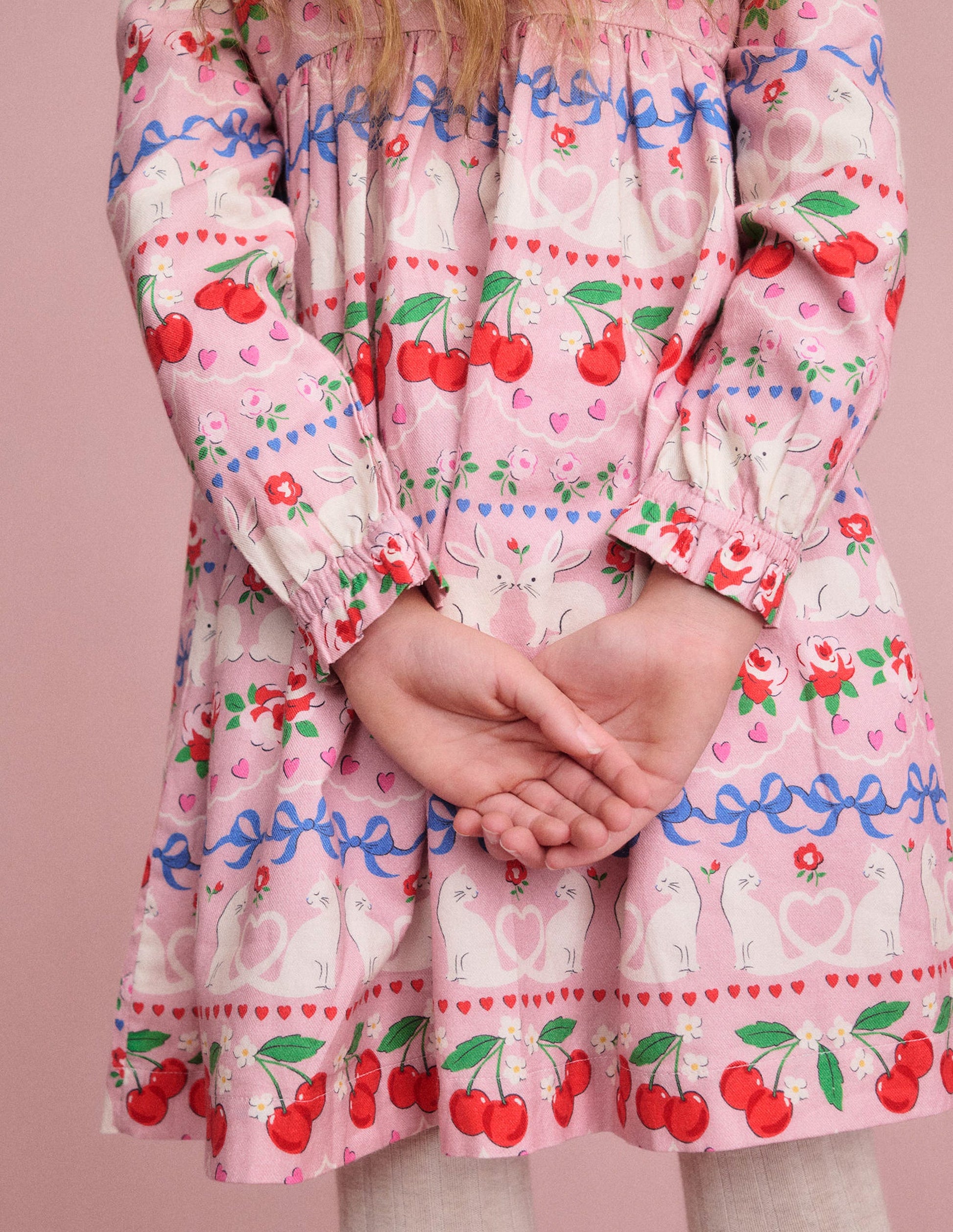 Cosy Smocked Dress-Pink Valentines Bunny | Boden AU Cosy Smocked Dress-Pink Valentines Bunny | Boden AU