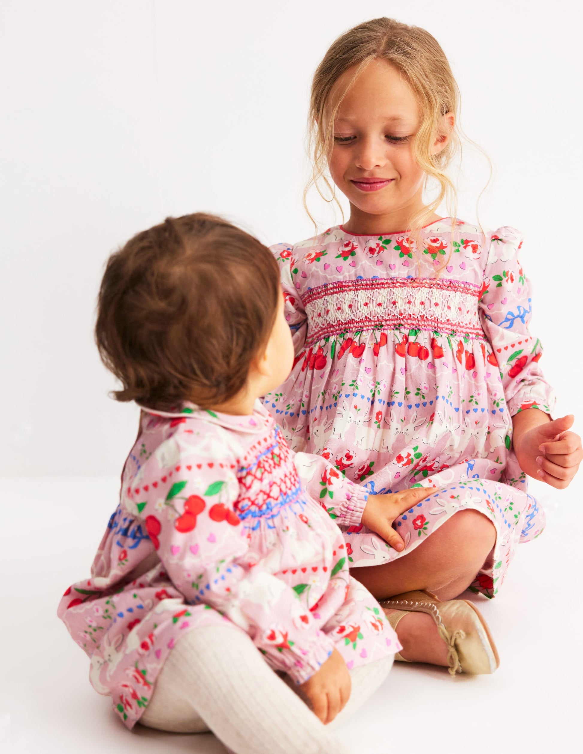 smocked valentines dress Cosy Smocked Dress-Pink Valentines Bunny