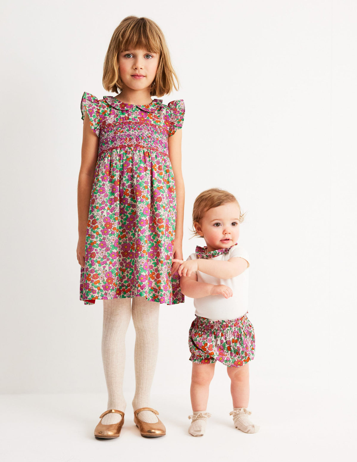 Adeline Smocked Dress-Pink Apple Blossom Floral - Image 5