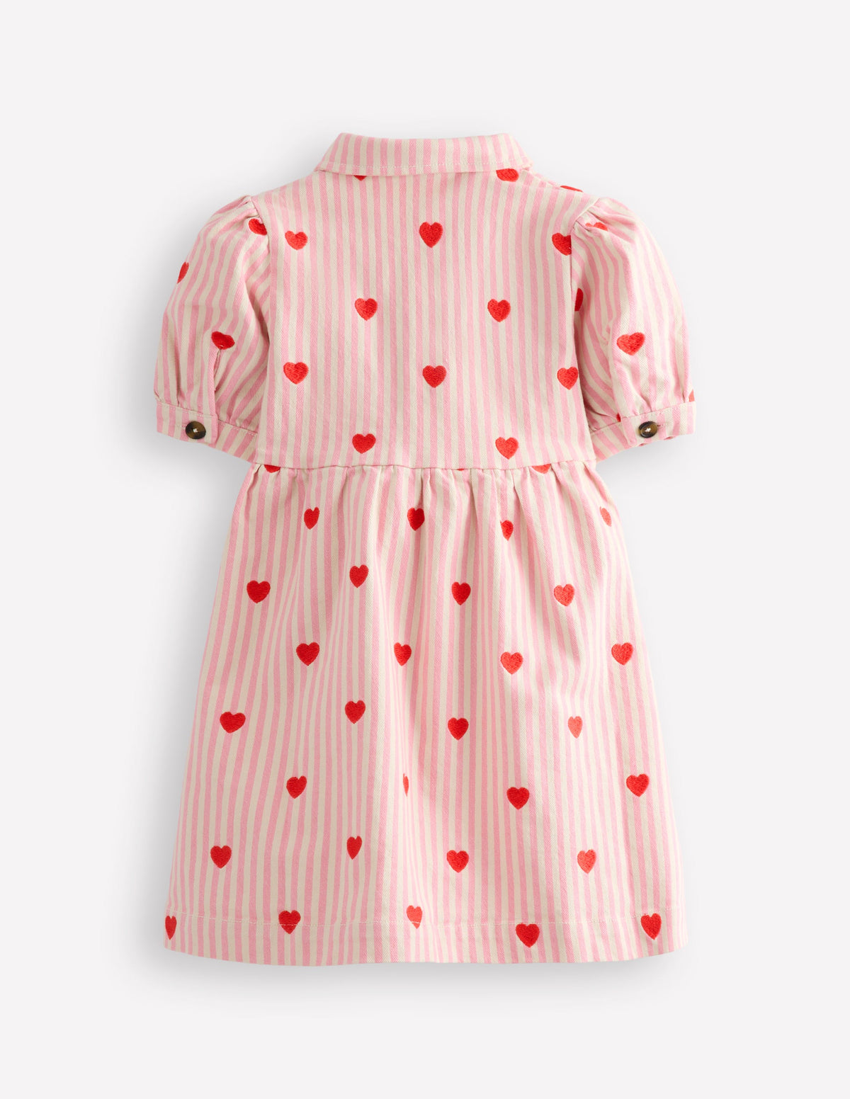 Denim Shirt Dress-Vanilla/Bubblegum Hearts - Image 2