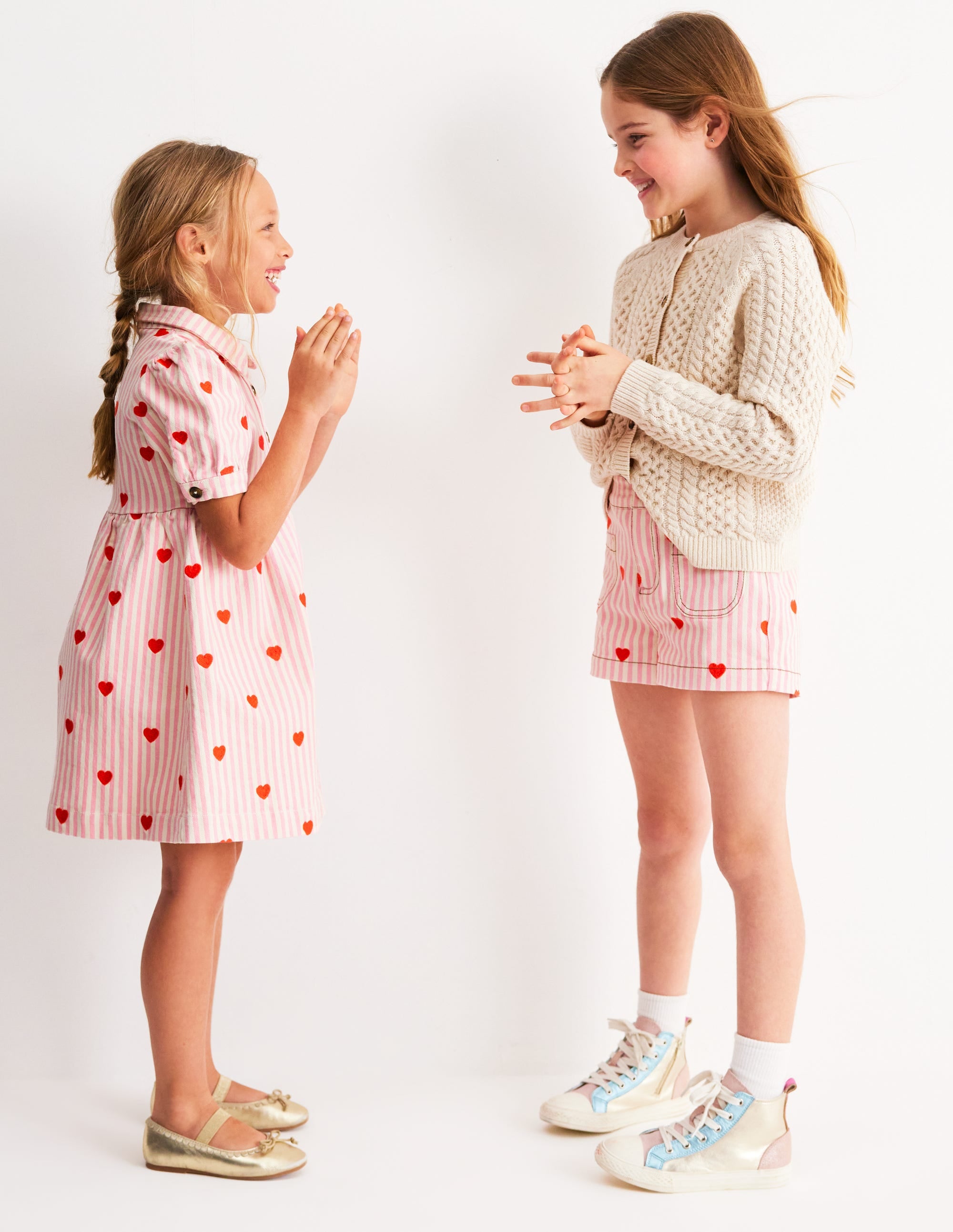 Denim Shirt Dress-Vanilla/Bubblegum Hearts - Image 4