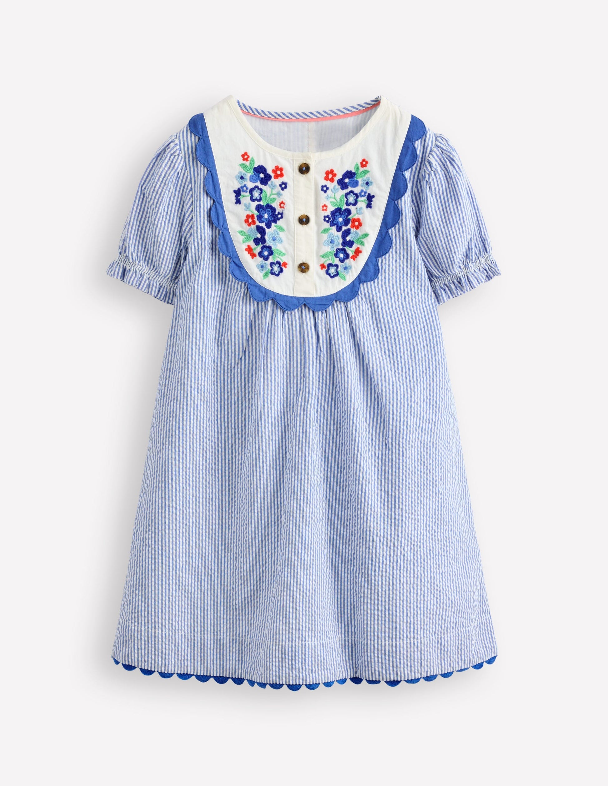Embroidered Yoke Dress-Peacock Plume Blue-1