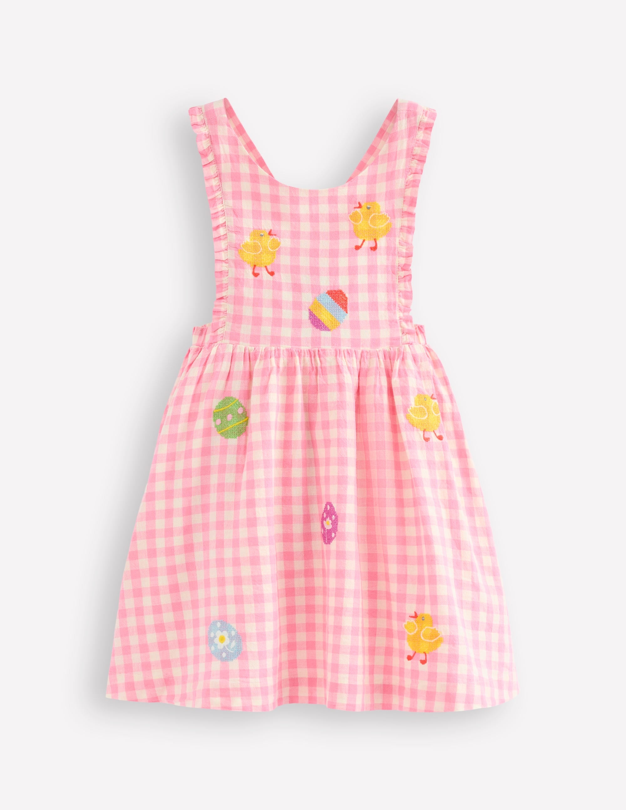 Pinafore Dress-Pink Gingham Easter - Image 1