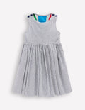 Zadie Applique Back Dress-Navy/ Ivory Stripe Sunray