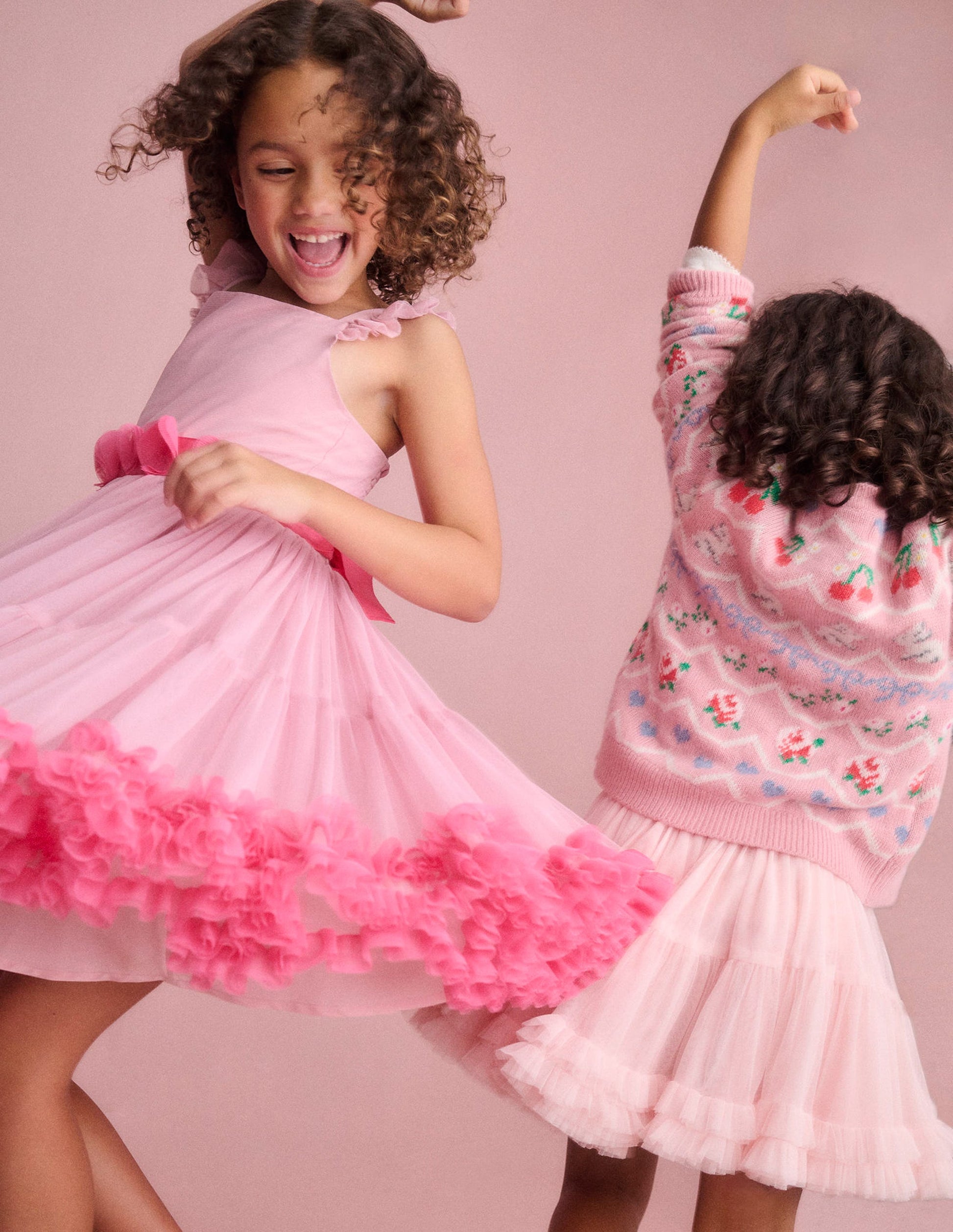 Ruffle Hem Tulle Dress-Vintage Pink | Boden UK Ruffle Hem Tulle Dress-Vintage Pink | Boden UK