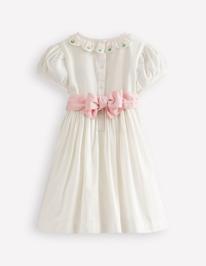 Occasion Smocked Dress-Ivory-2