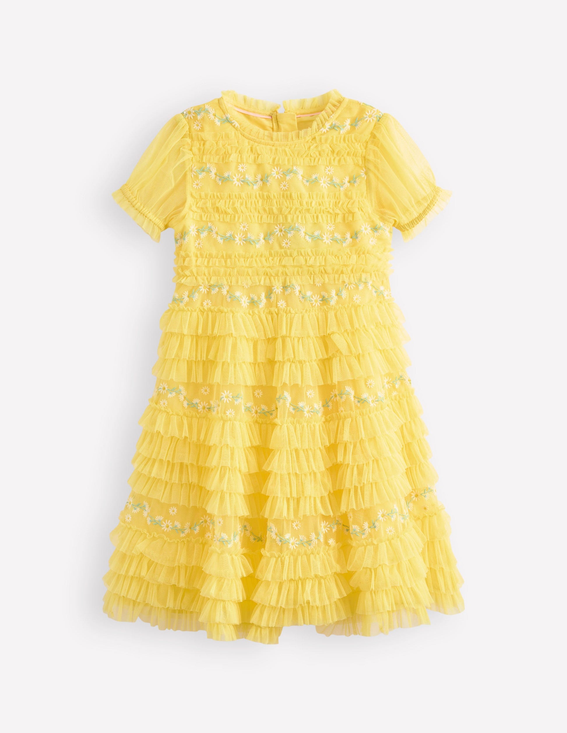 Ruffle Tulle Dress-Butter Yellow-1