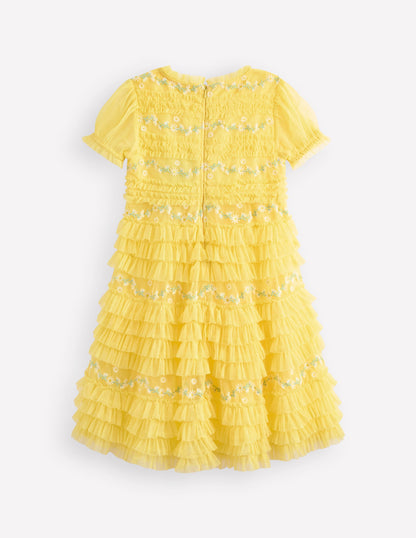 Ruffle Tulle Dress-Butter Yellow-2