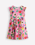Posie Frill Sleeve Dress-Sugared Lilac Spring Garden