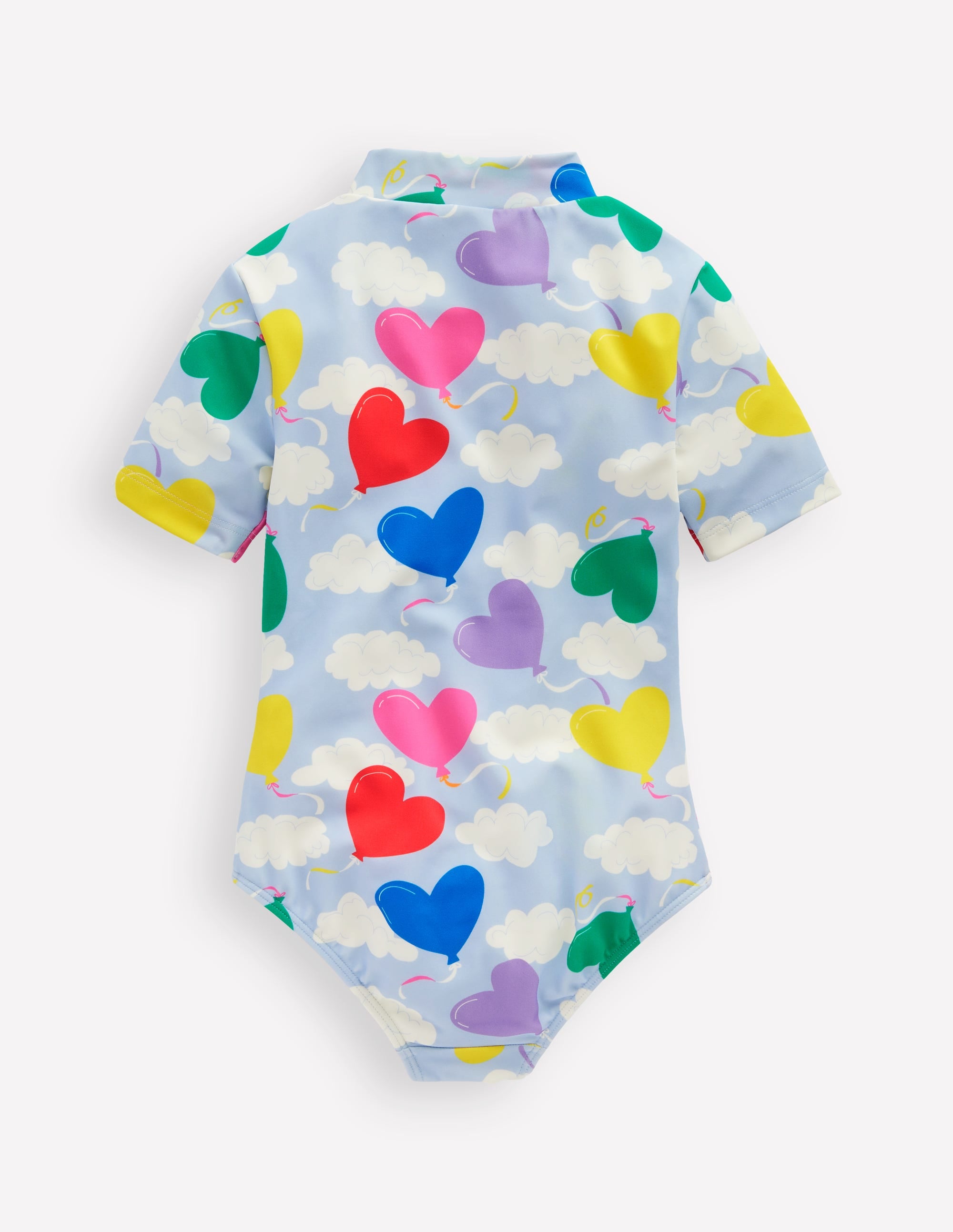 Short-sleeved Swimsuit-Misty Blue Balloon Sky - Image 2