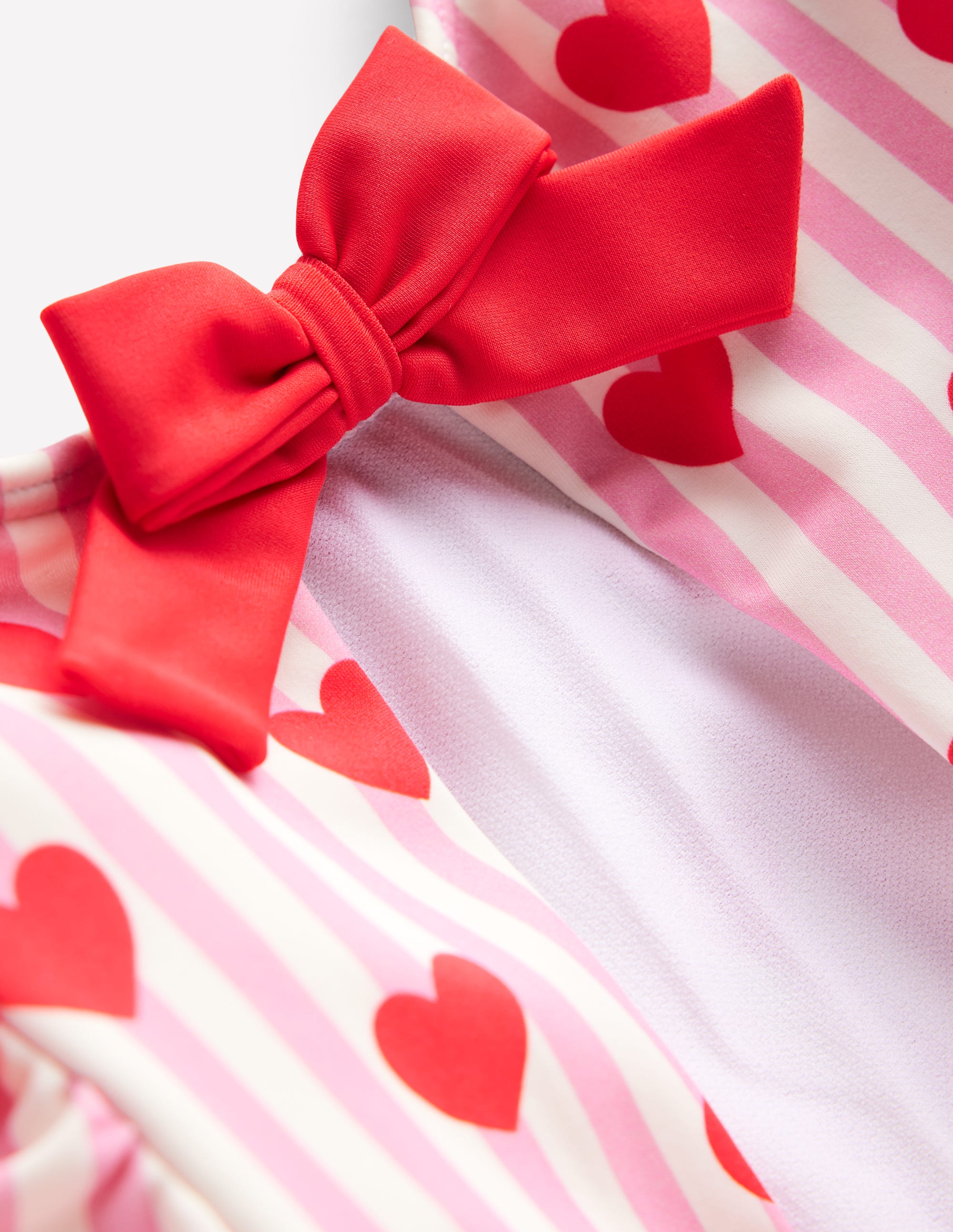 Sandy Puff Sleeve Swimsuit-Bubblegum Pink Heart Stripe - Image 3