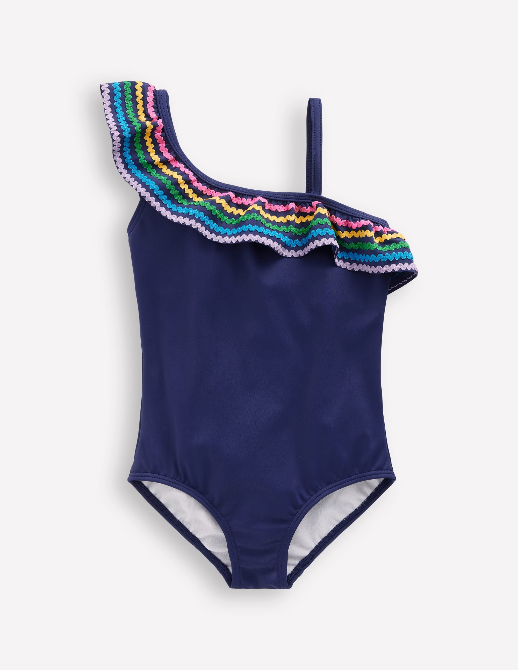 Lila One Shoulder Swimsuit-College Navy Ric Rac - Image 1