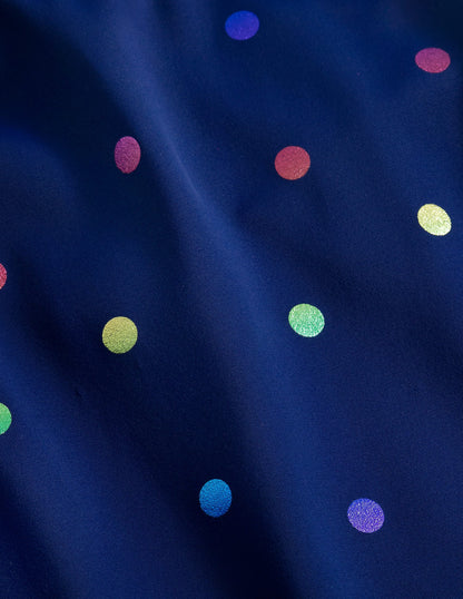 Cross-back Tankini Top-Navy Rainbow Confetti Spot-3