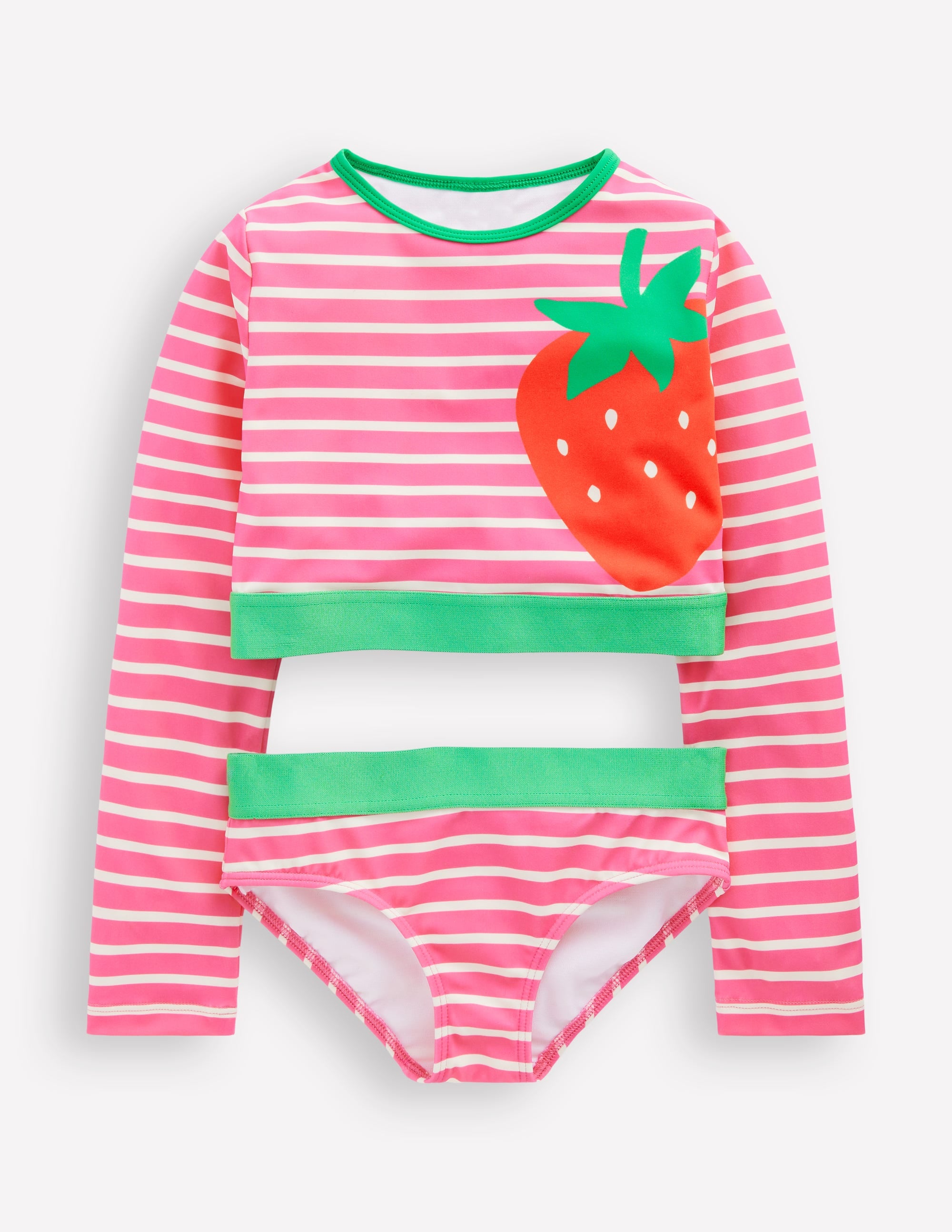 Cropped Rash Vest Set-Strawberry Stripe - Image 1