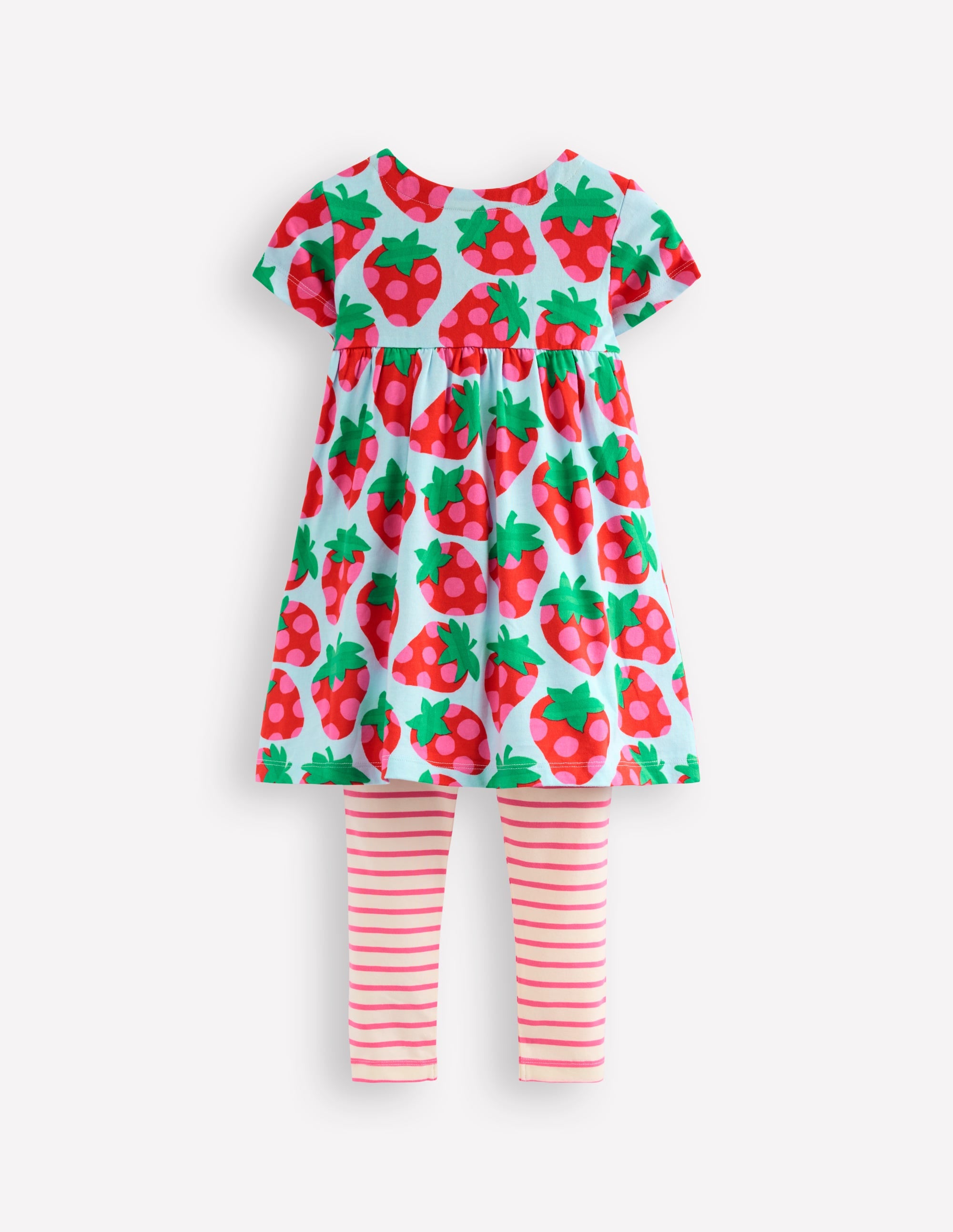 Short-sleeved print tunic set-Misty Blue Strawberry - Image 2