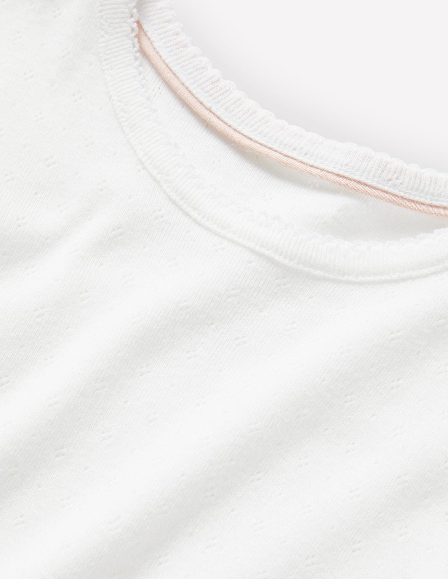 Short Sleeve Pointelle Top-White