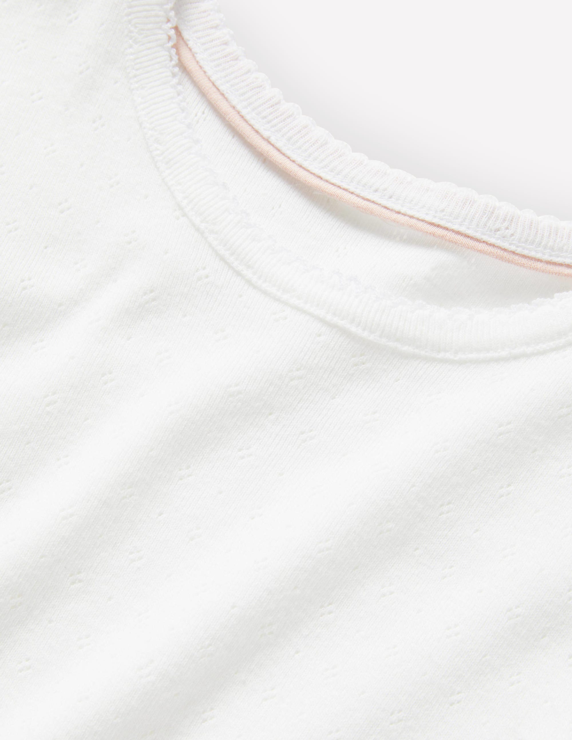 Short Sleeve Pointelle Top-White - Image 3