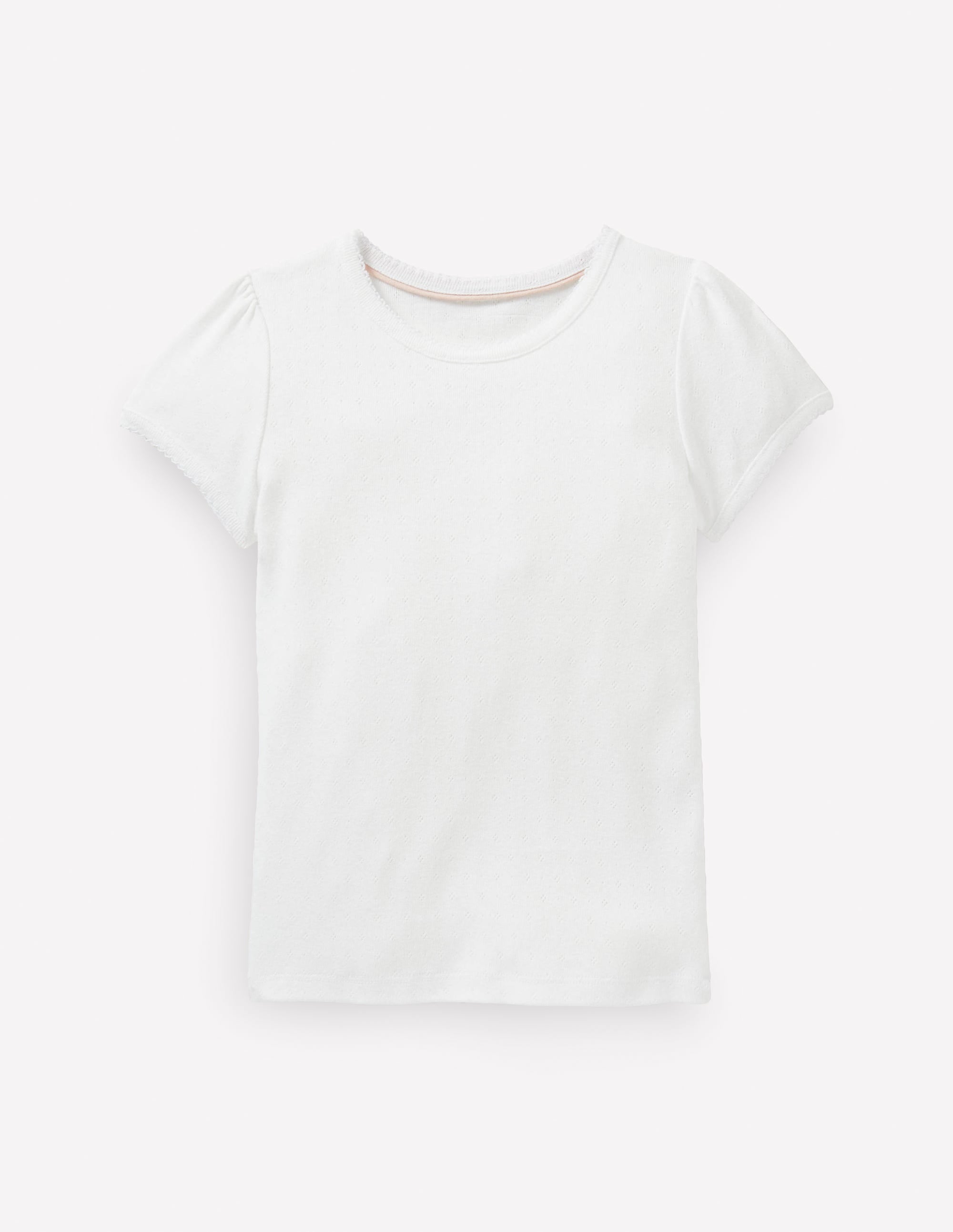 Short Sleeve Pointelle Top-White - Image 1