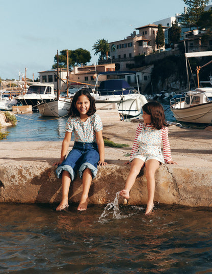 Short-sleeved Ruffle Pointelle-Vanilla White Vintage Daisy-5