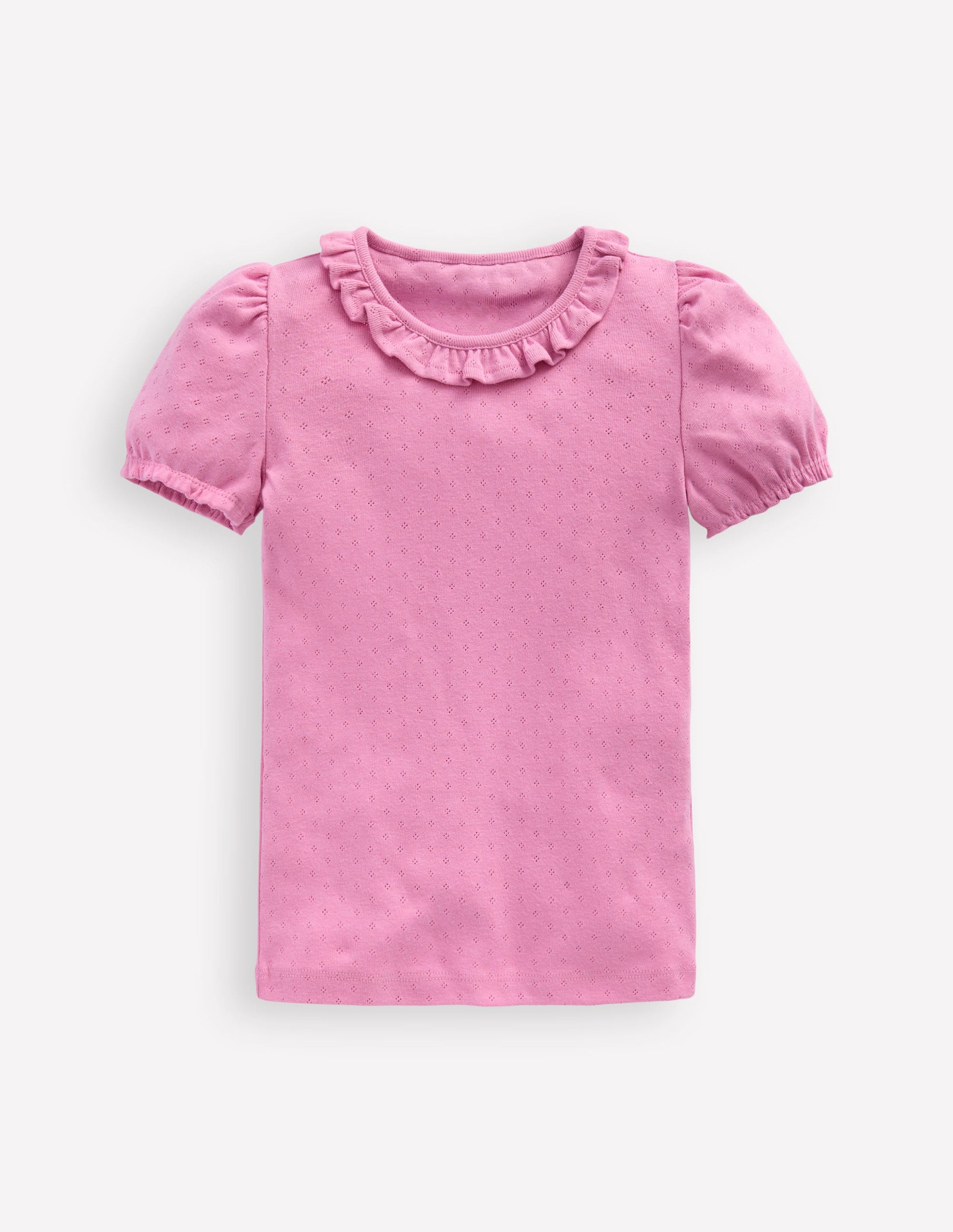 Short-sleeved Ruffle Pointelle-Vintage Mauve-1