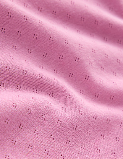 Short-sleeved Ruffle Pointelle-Vintage Mauve-3