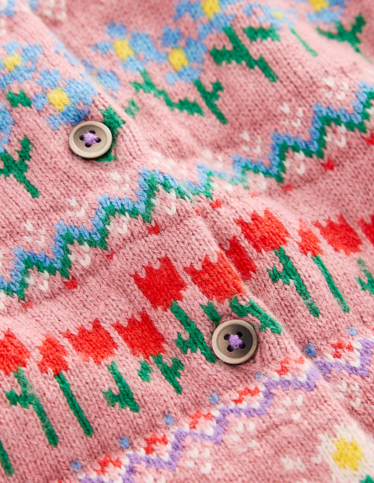 Edie Fair Isle Cardigan-Sea Pink Flowers