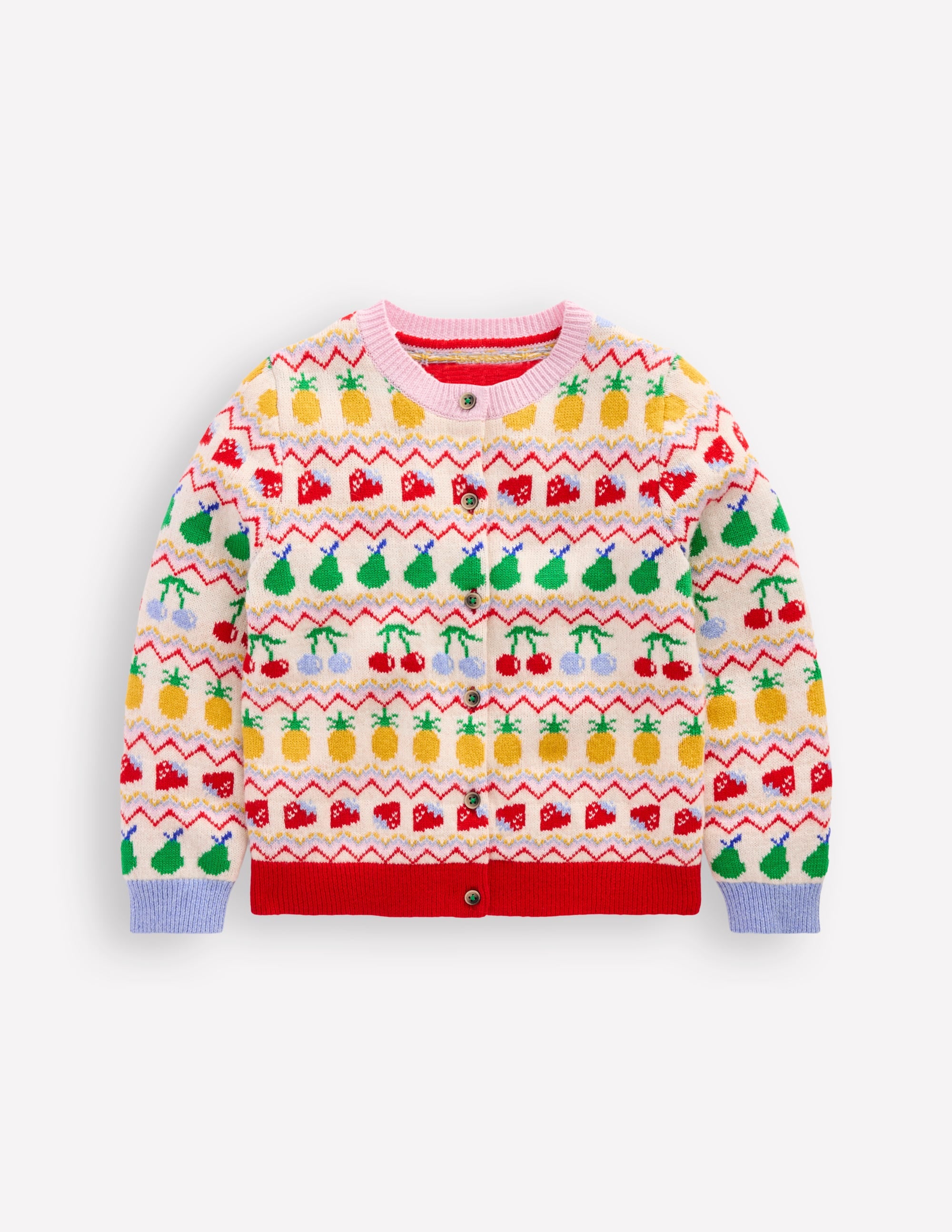 Edie Fun Fair Isle Cardigan-Multi Fruit - Image 1