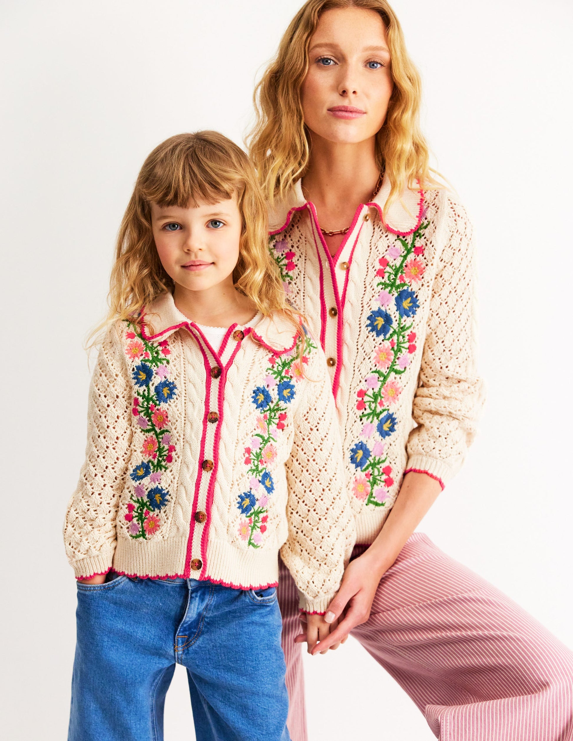 Cotton Embroidered Cardigan-Warm Ivory Floral-5