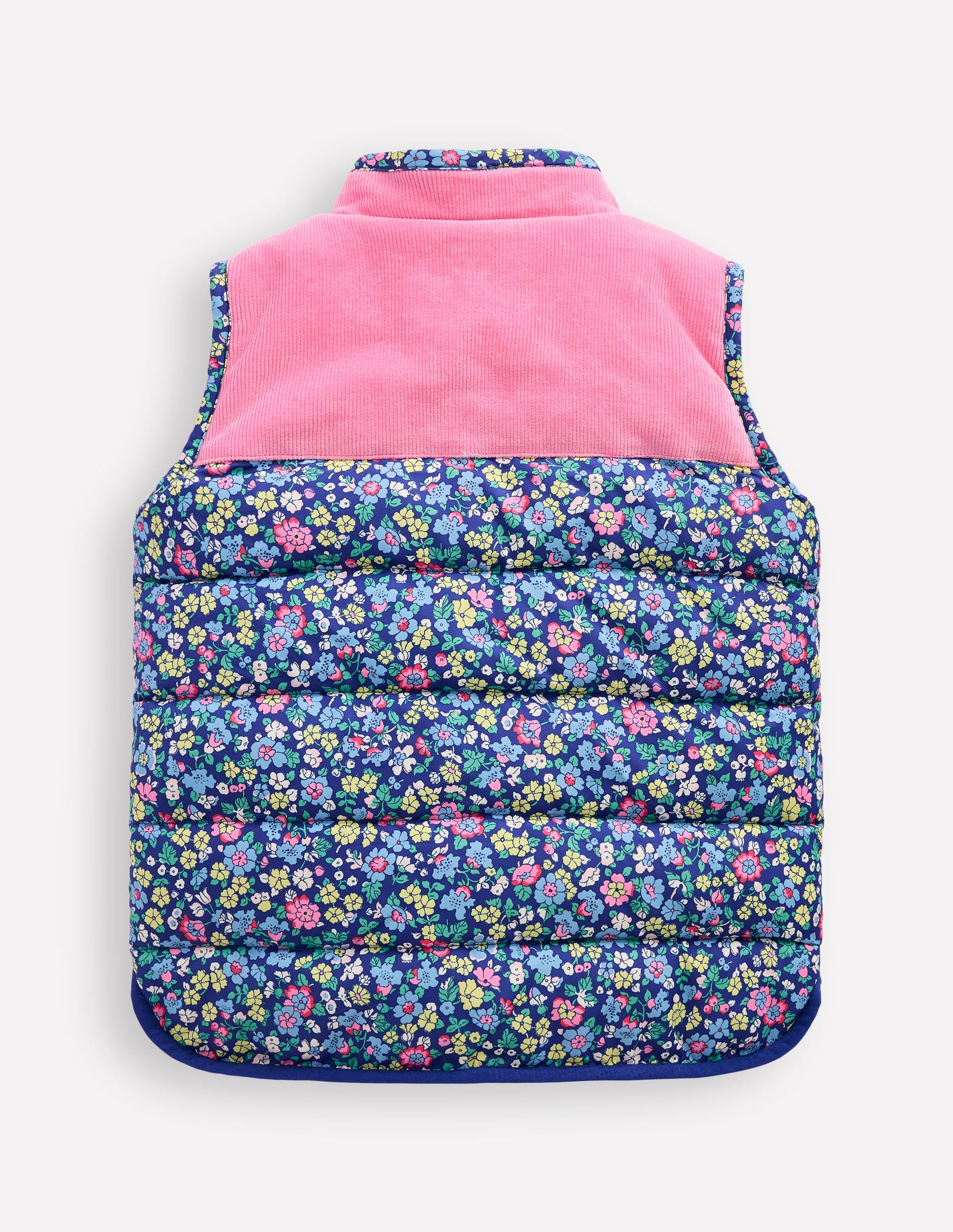 Borg Mix Collared Gilet-Sapphire Blue Nautical Floral-2