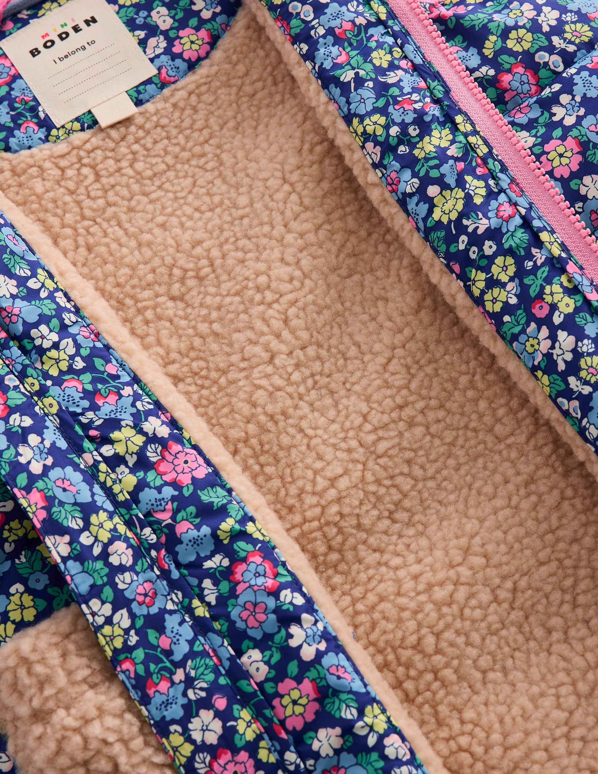 Borg Mix Collared Gilet-Sapphire Blue Nautical Floral-5