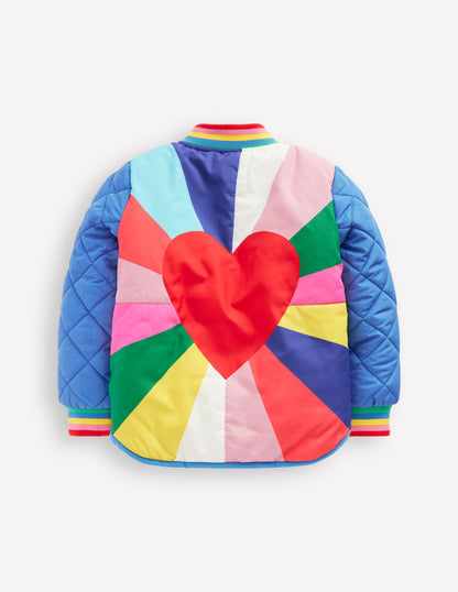 Fun Borg Lined Bomber-Peacock Plume Blue Heartburst-2