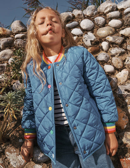 Fun Borg Lined Bomber-Peacock Plume Blue Heartburst-7