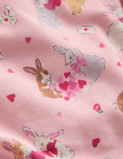Printed Long-Sleeved Nightie-Chalk Pink Love Bunnies-3