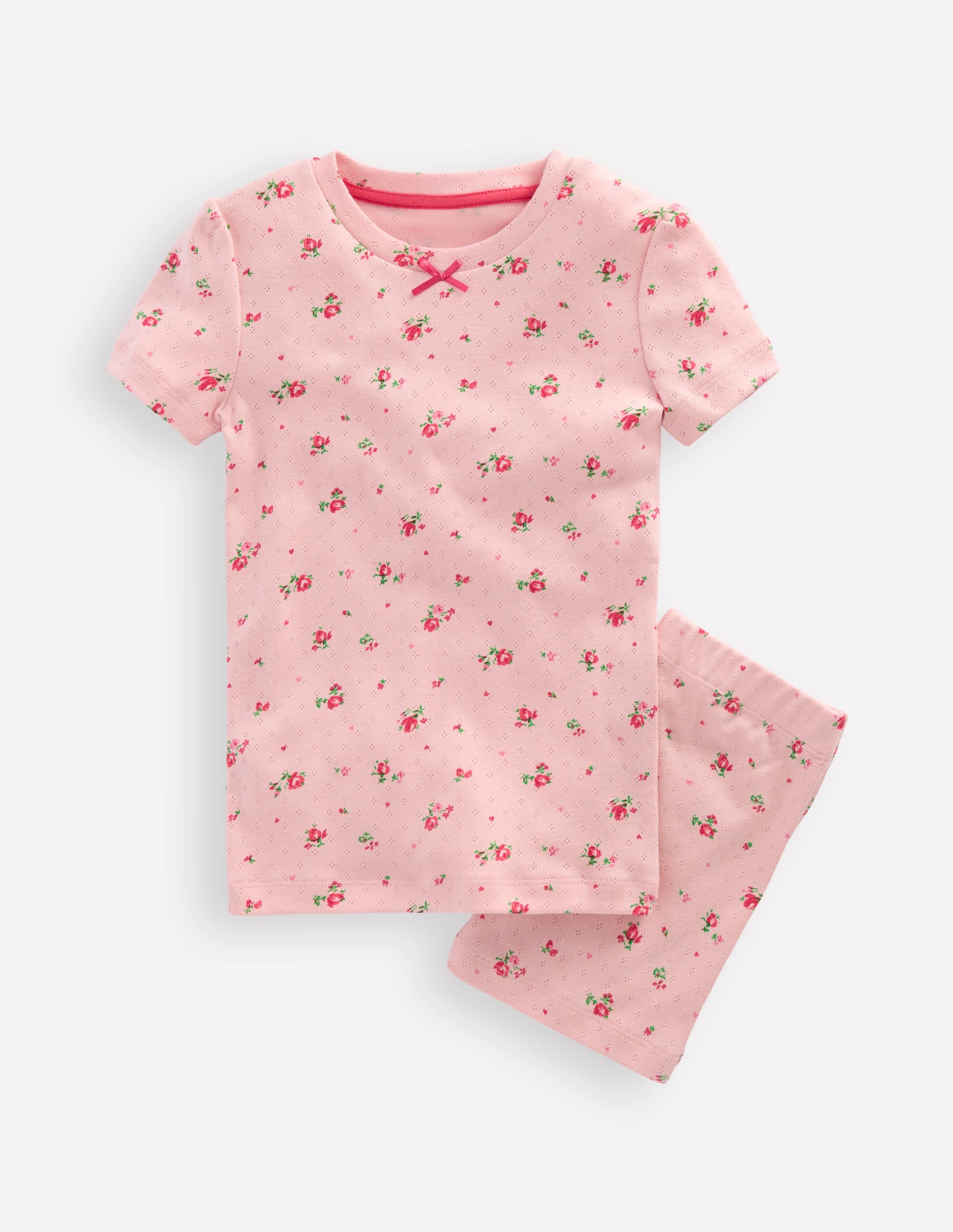 Snug Pointelle Pyjamas-Botanical Pink Rose Sprig - Image 1