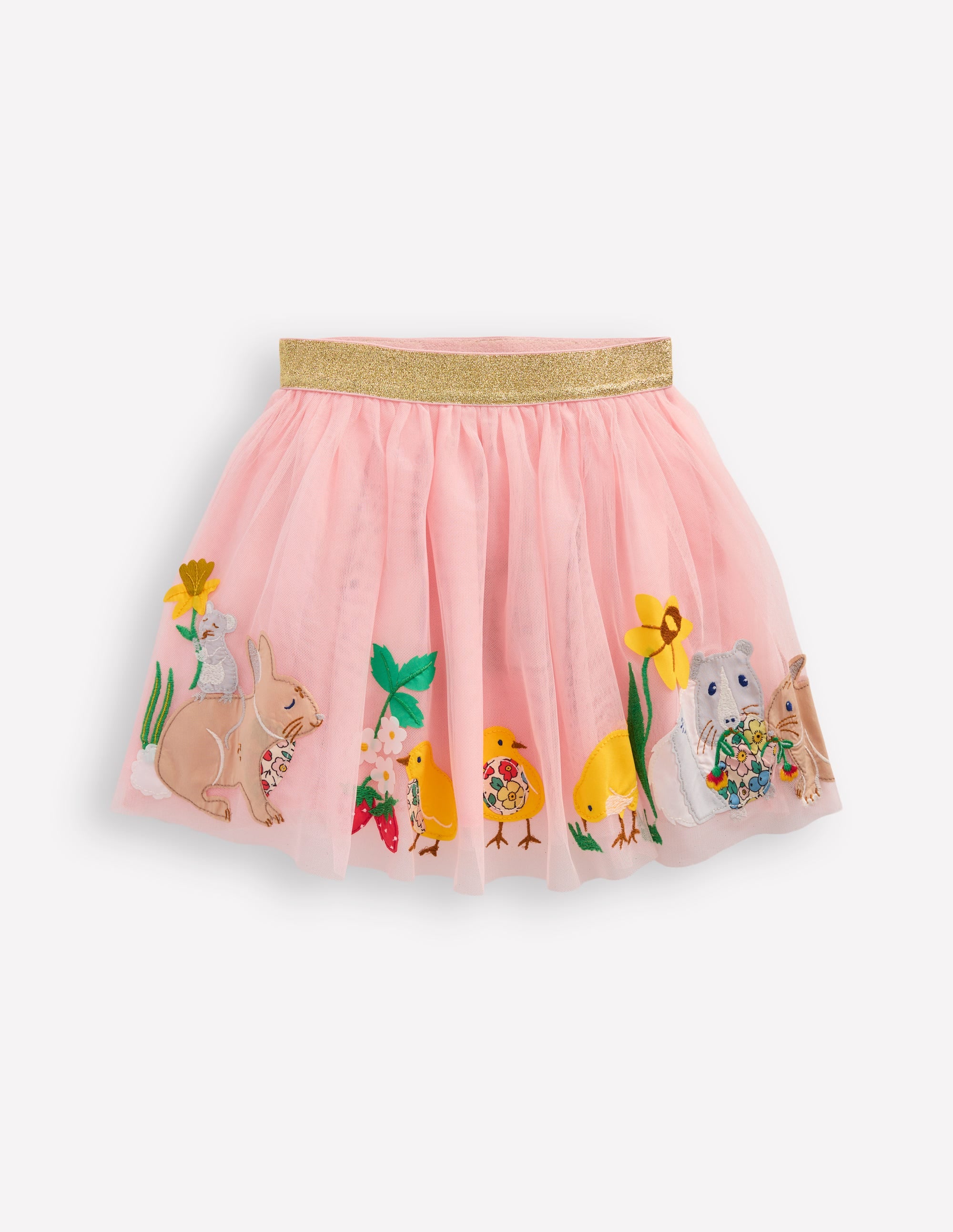 Tulle Applique Skirt-French Pink Bunnies - Image 1