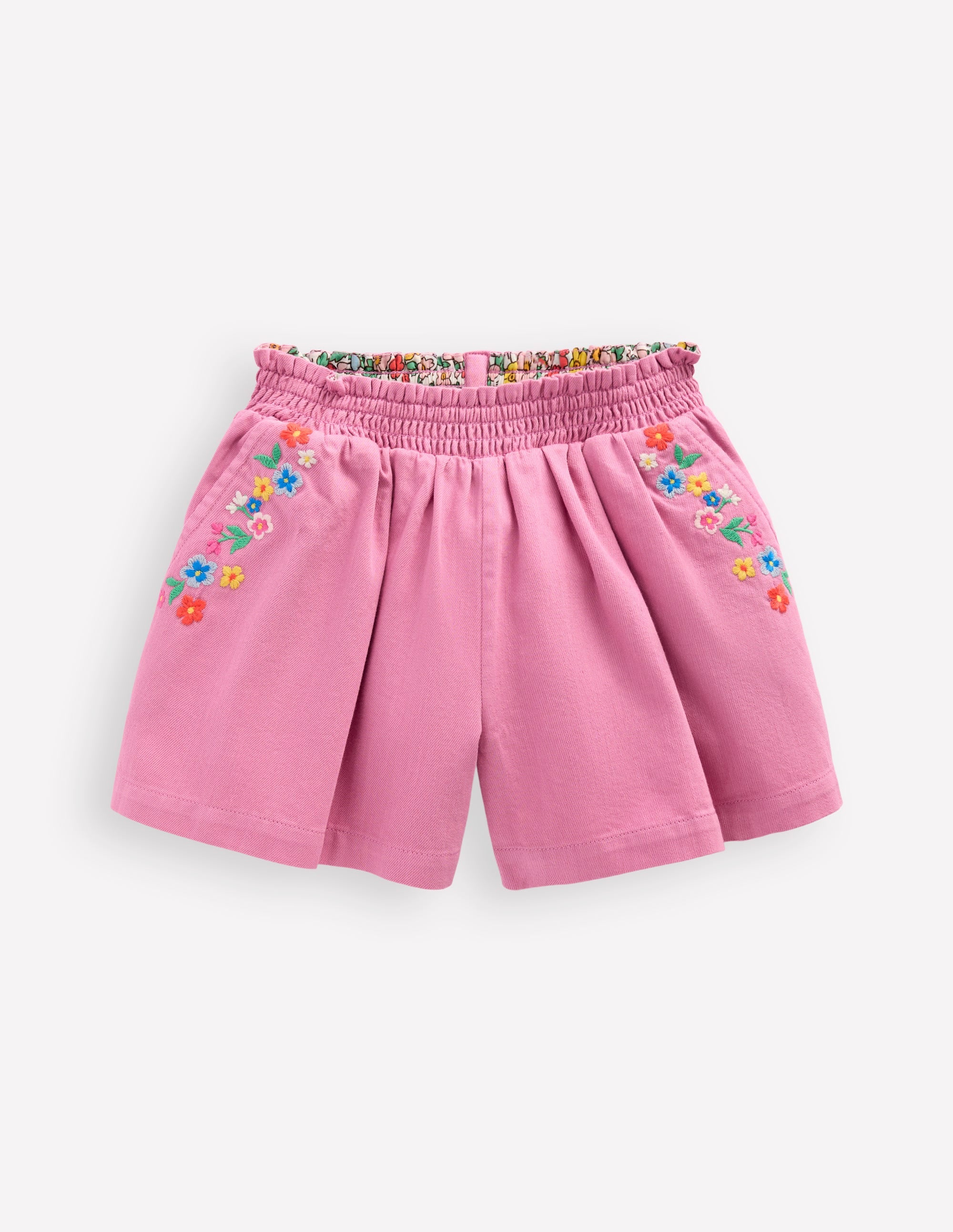 Pull-On Shorts-Pink Embroidered - Image 1
