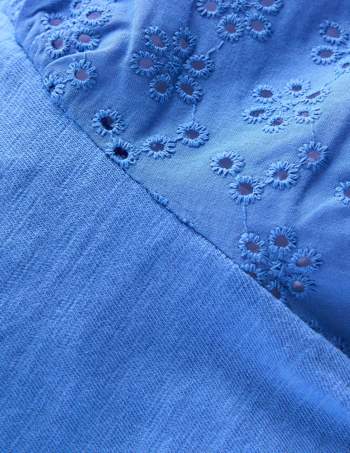 Broderie Mix Tee-Peacock Plume Blue - Image 3